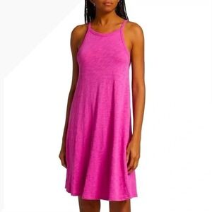 ATM Slub Tank High Neck Midi Dress‎ Orchid Pink Cotton Size M